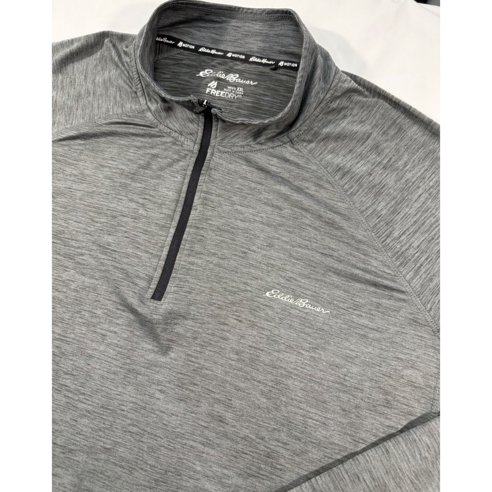 Eddie Bauer Motion FreeDry Mens XXL Gray Heathered Quarter Zip Pullover 1635693 - Picture 2 of 8